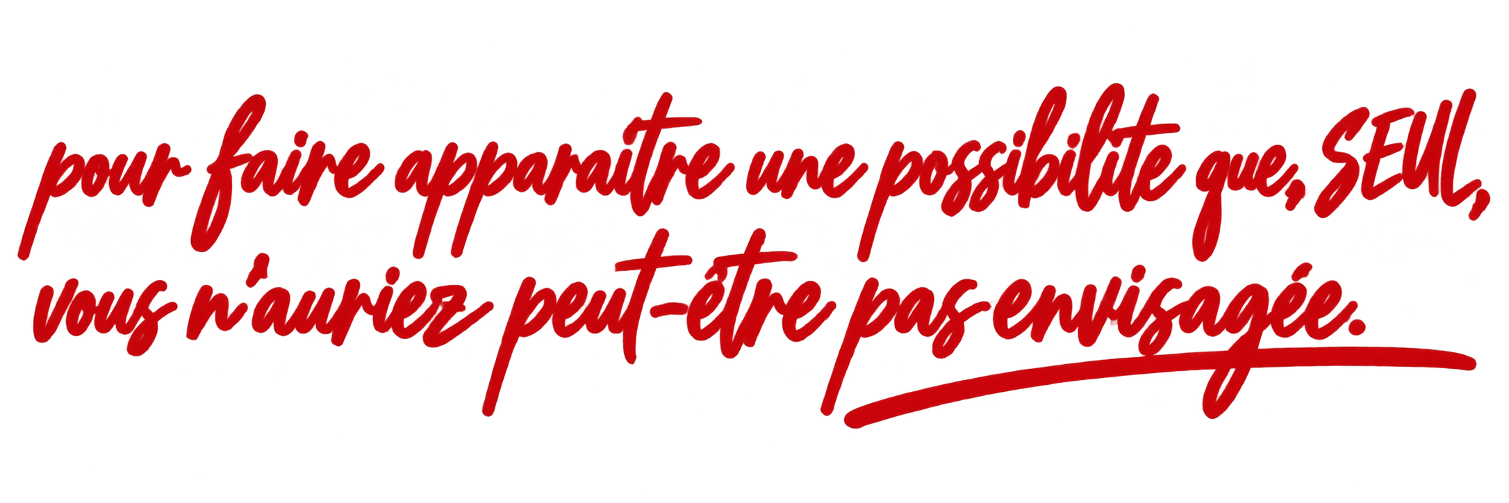 pour faire apparaître une possibilité que, SEUL, vous n’auriez peut-être pas envisagée.
